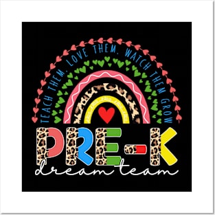 PreK Dream Team Leopard Rainbow Teacher Squad Back To School Posters and Art